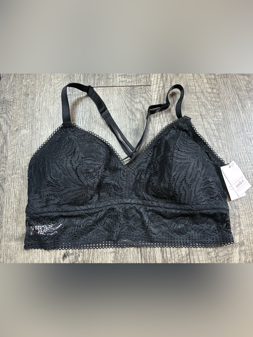Auden lightly lined Long Line Bralette black Lace XL